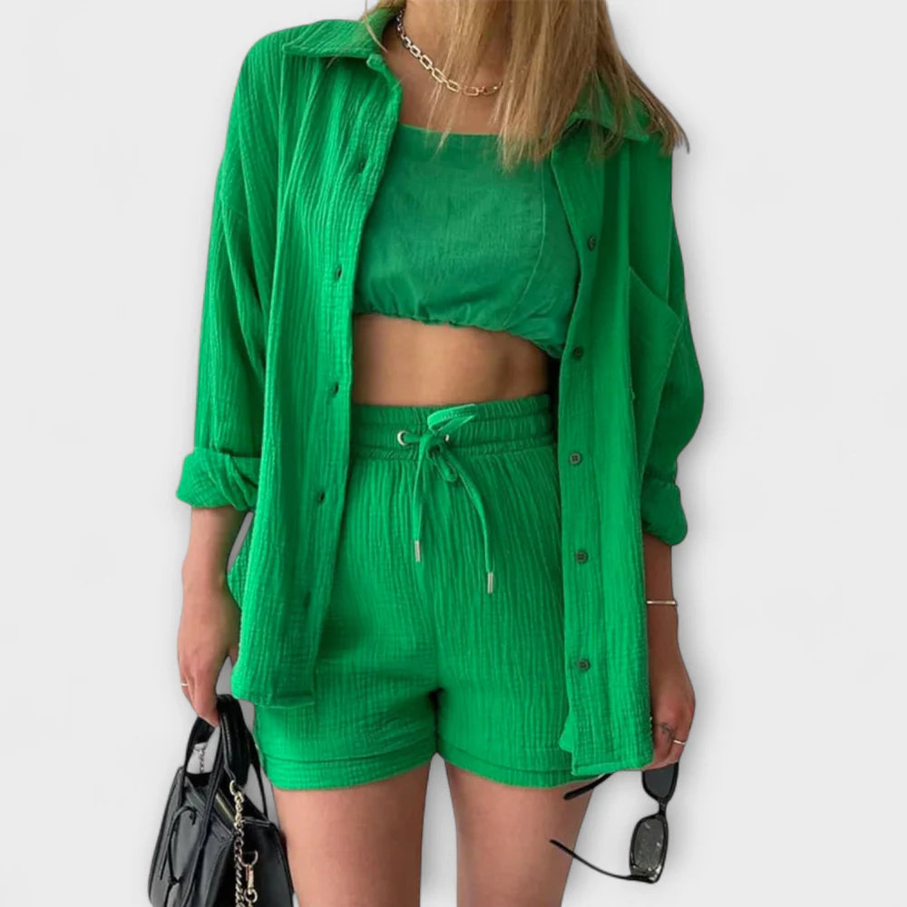 VANESSA 2-PIECE BUTTON UP AND SHORTS SET