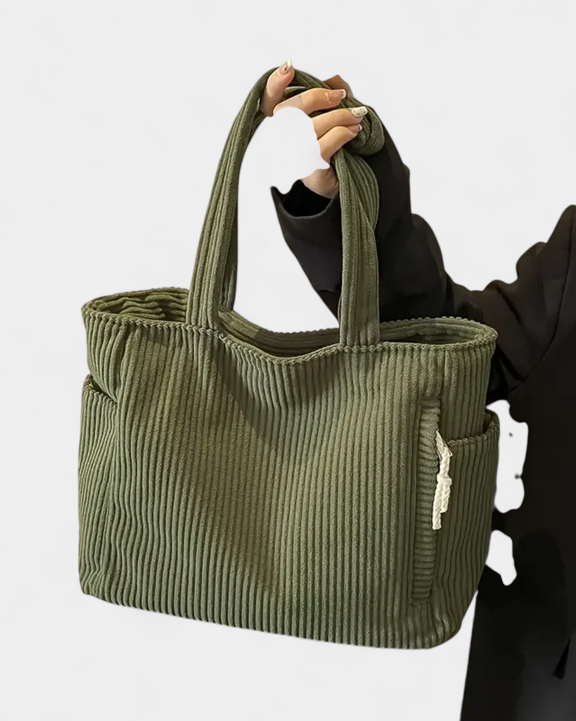KYLIE - RIBBED TOTE BAG WITH DRAWSTRING DETAIL