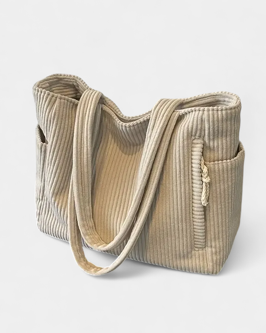 KYLIE - RIBBED TOTE BAG WITH DRAWSTRING DETAIL