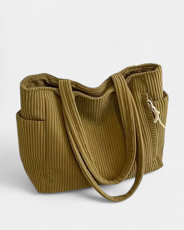 KYLIE - RIBBED TOTE BAG WITH DRAWSTRING DETAIL