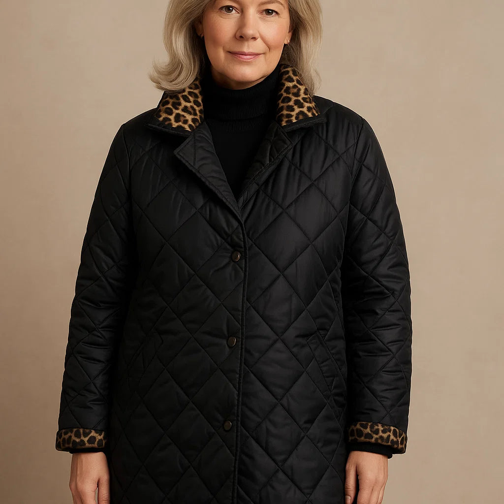 DAVINA – REVERSIBLE LEOPARD PRINT QUILTED COAT