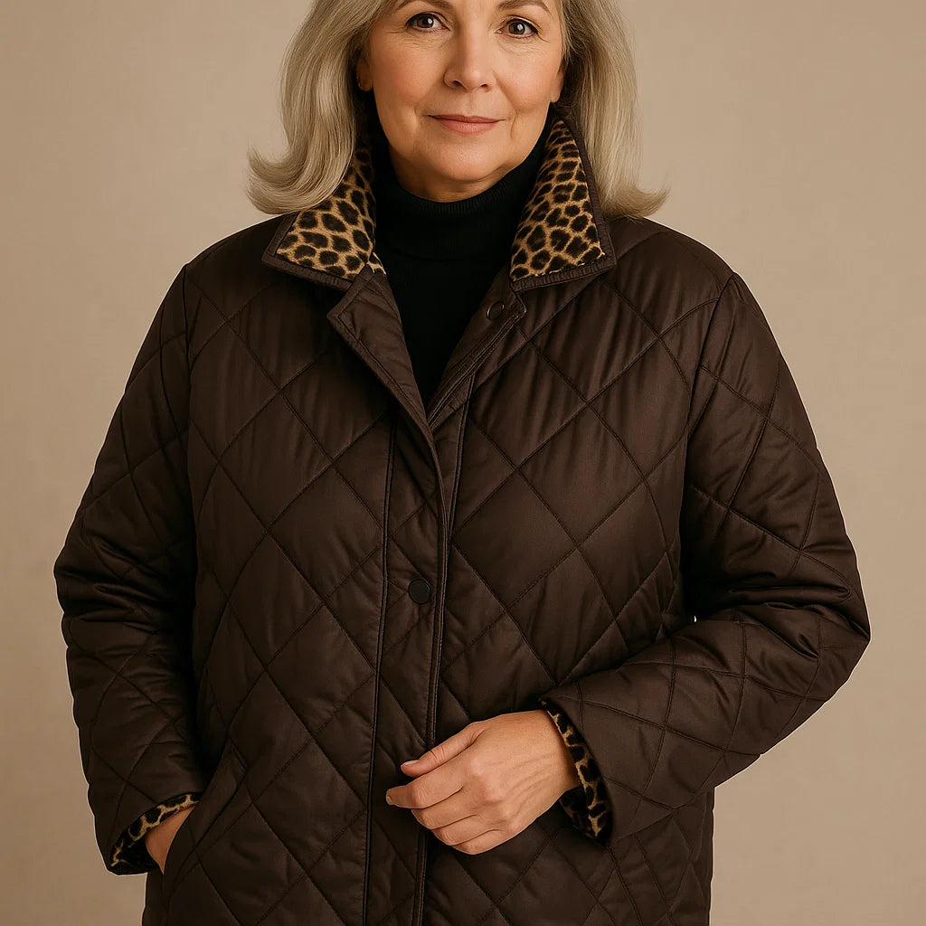 DAVINA – REVERSIBLE LEOPARD PRINT QUILTED COAT