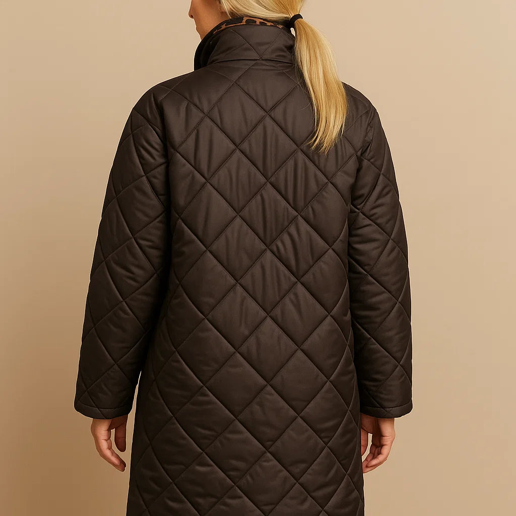 DAVINA – REVERSIBLE LEOPARD PRINT QUILTED COAT