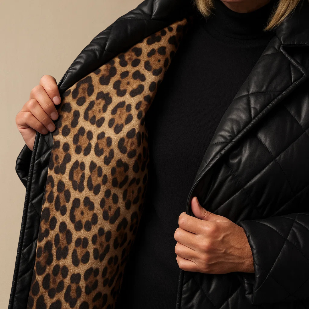 DAVINA – REVERSIBLE LEOPARD PRINT QUILTED COAT