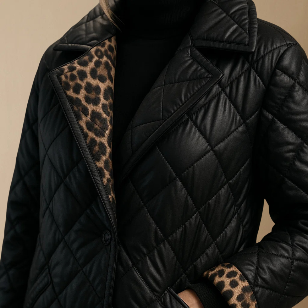 DAVINA – REVERSIBLE LEOPARD PRINT QUILTED COAT