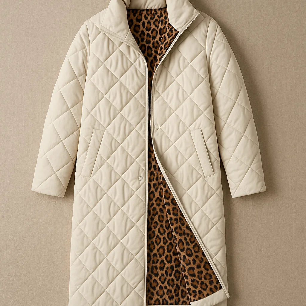 DAVINA – REVERSIBLE LEOPARD PRINT QUILTED COAT