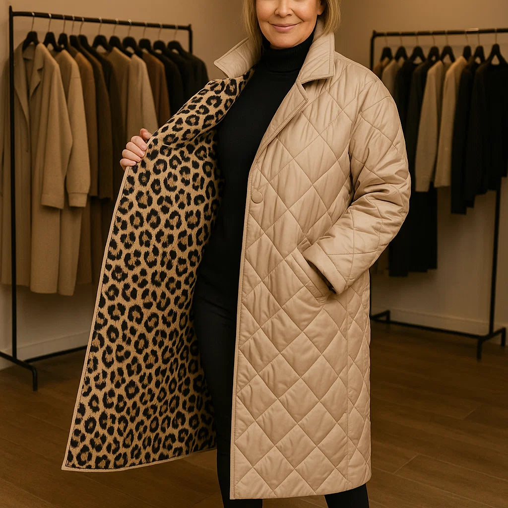 DAVINA – REVERSIBLE LEOPARD PRINT QUILTED COAT